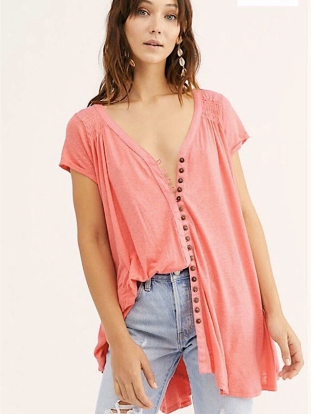 Free People Highland Tunic Top- Azalea Pink